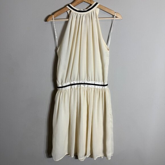 Mango Sleeveless Tennis Cocktail Mini Dress Women's 4 Ivory Chiffon Fit & Flare - Picture 11 of 13